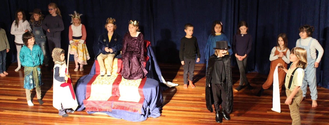 Kindlehill students perform The Punctuation Players, cultivating imagination and connection through colourful, creative melodrama and shared theatre.
