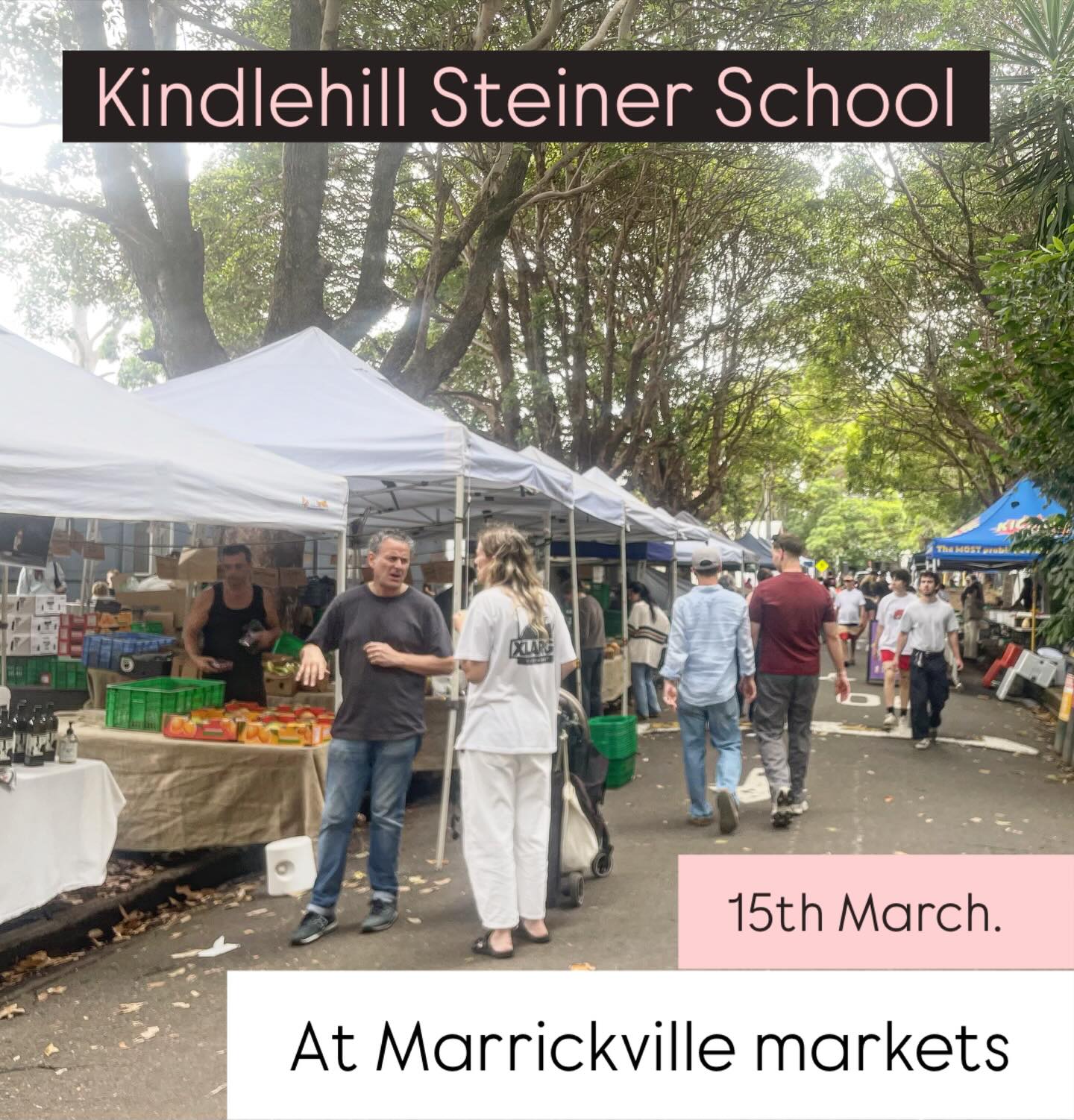 The Kindlehill community shares handmade student textiles and educational values with city neighbours at leafy Marrickville Markets.