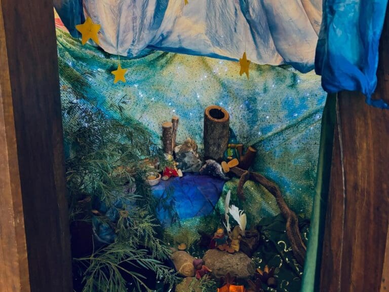 Starry seasonal scene with handcrafted figures honours natures rhythm, awakening imagination and a deep connection to Country.