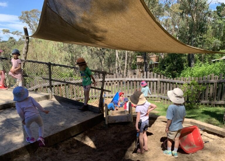 Kindlehill students cultivate connection and wonder through collaborative play within their sheltered Blue Mountains bushland schoolyard.